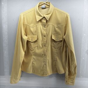 Vintage Rod's Western Cowboy Pearl Snap Shirt Womens L Pale Yellow 80s 90s‎ EUC